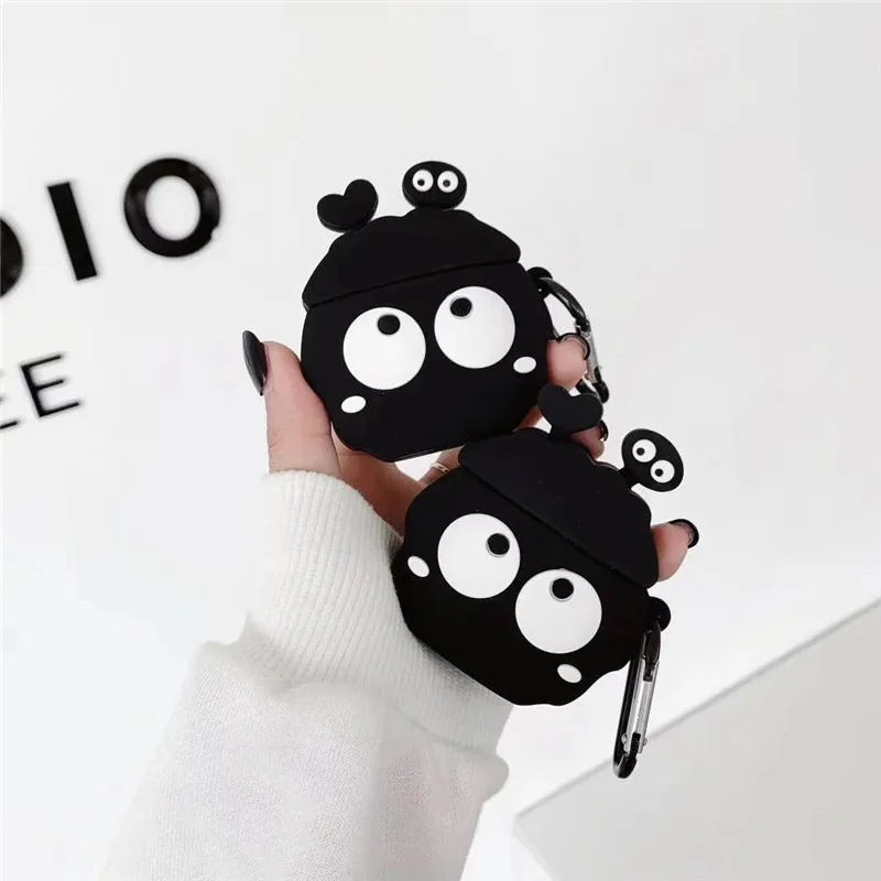 

Мультяшный милый чехол для наушников с угольным шариком, чехол для Airpods 1 2 Pro, силиконовый чехол для беспроводных Bluetooth наушников, чехол для ...