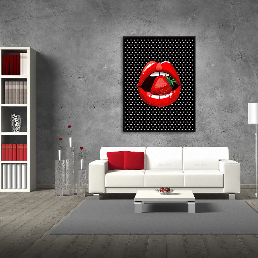 

Fashion Wall Art Red Lips Poster Nordic Print Canvas Painting Pictures for Living Room Modern Home Decoration