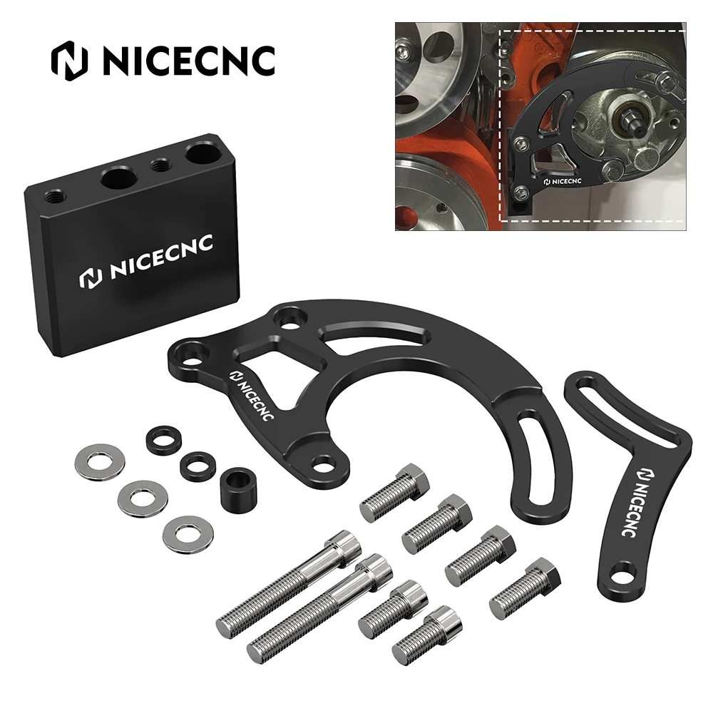 

NICECNC Billet Aluminum Alloy Small Block For Chevy Long Water Pump For Saginaw Power Steering bracket SBC EWP LWP