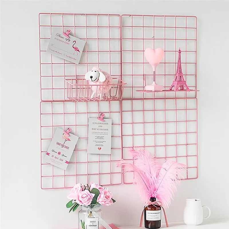 Простой однотонный цвет железная квадратная сетка фото стена DIY креативный декоративный фото висячий дисплей металлическая сетчатая панель реквизит для фотографии