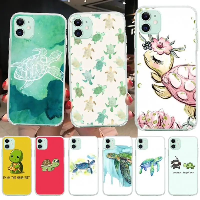 

Green Blue Turtle Animal Soft Phone Cover for iPhone 11 pro XS MAX 8 7 6 6S Plus X 5S SE 2020 XR cover