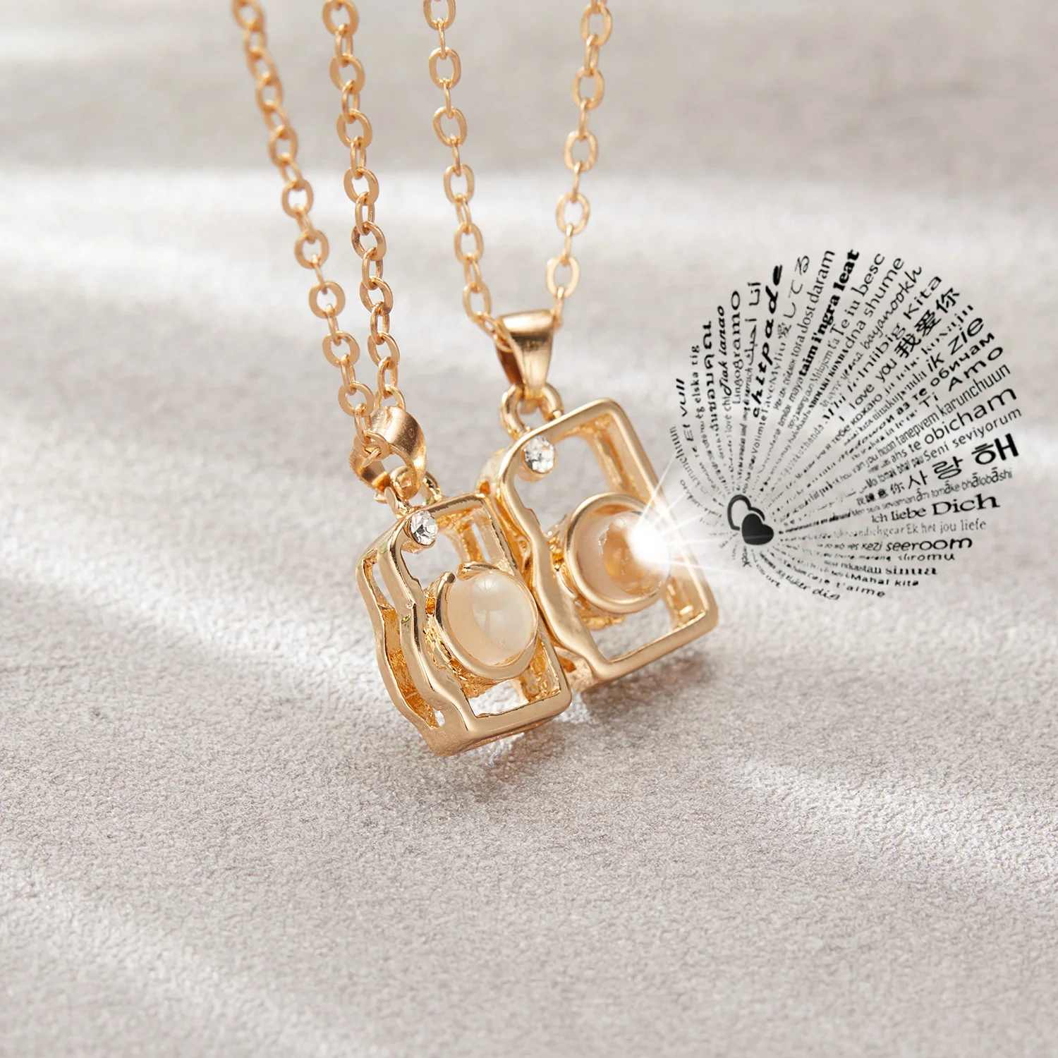 Ожерелье-чокер для пар Магнитная подвеска в форме камеры влюбленных мужчин