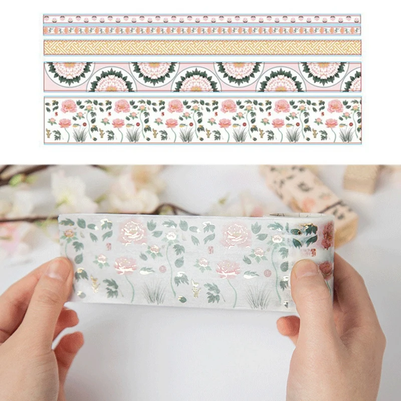 

5 Pcs/Set Gold Washi Tapel Chinese Style Masking Tape DIY Craft Japanese Paper Stickers Scrapbooking B
