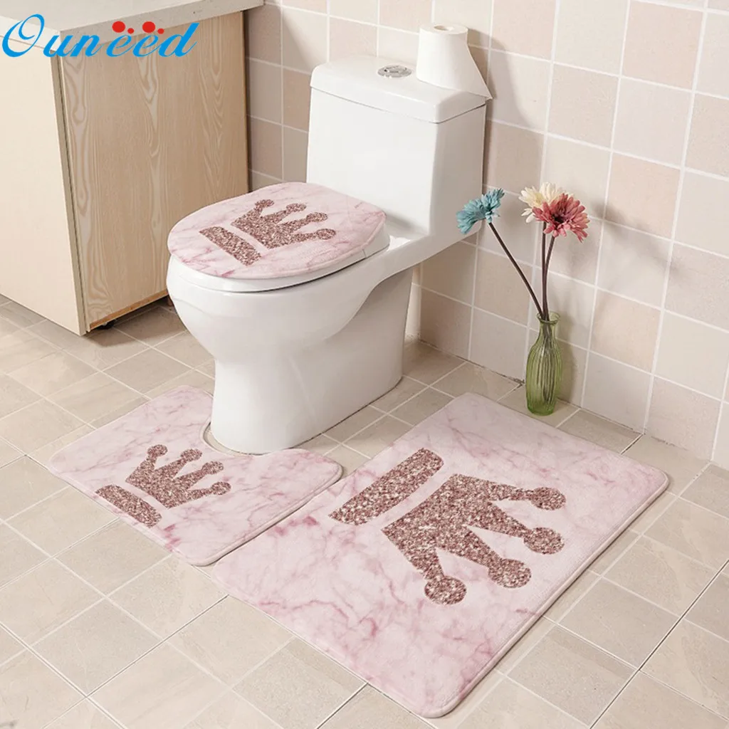 Ouneed 3 шт./компл. простой стиль креативный узор бархат для ванной Нескользящие