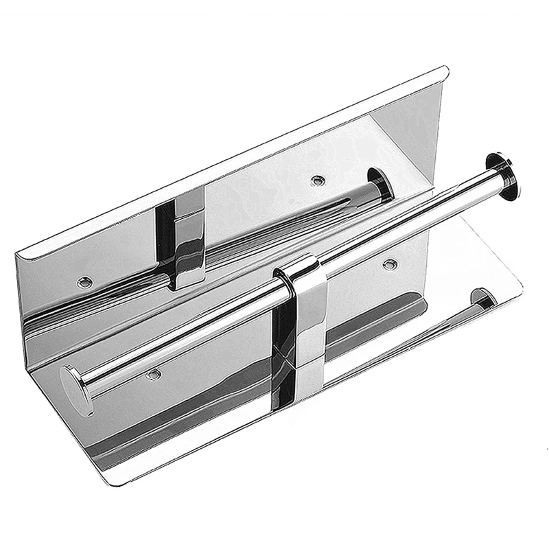 

Double Toilet Paper Holder with Phone Shelf, Dual Roll Paper Dispenser with Shelf,Toilet Tissue Roll Holder with Rack