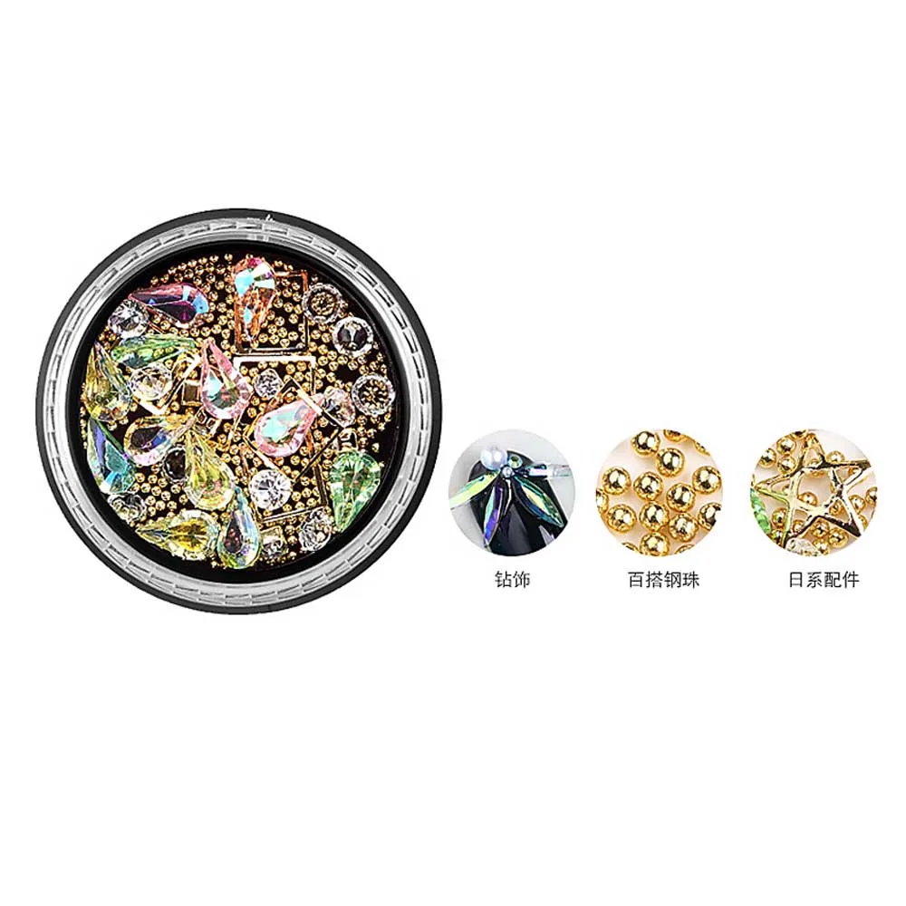 

Black Box Mixed Material Metal Rhinestone Nail Ornament Geometric Shape Nail Metal DIY Nail Ornament