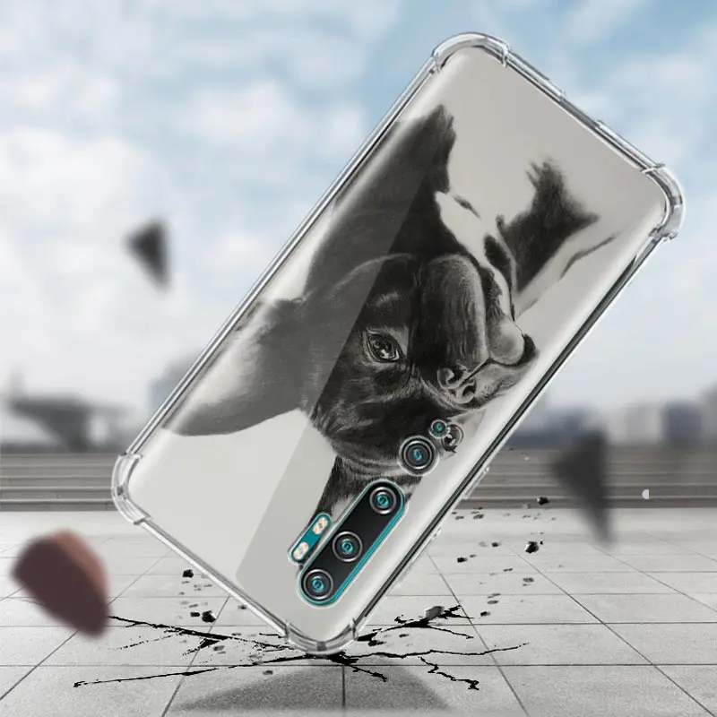 

Cover for Xiaomi Mi Note 10 Pro 10T 5G Poco X3 NFC C3 A2 Lite 9T CC9E Airbag Soft Phone Coque Cases Pug Dog French Bulldog