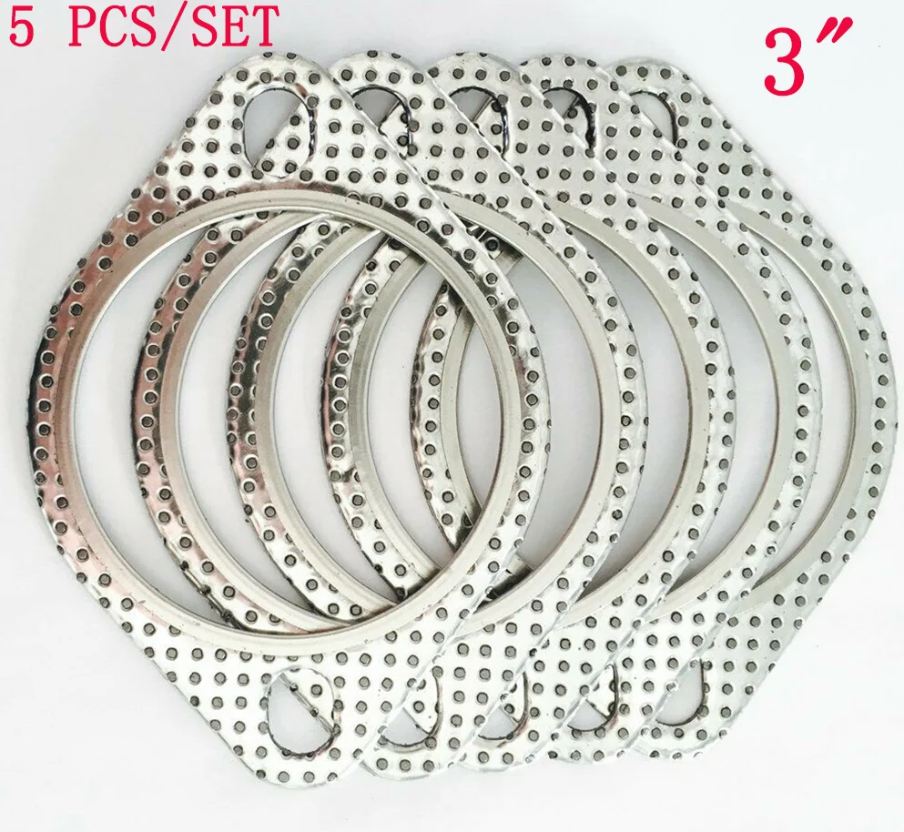 

Выхлопная прокладка для автомобиля, высокотемпературный фланец для выхлопной трубы, с 2 болтами, 5 шт, Turbo/Header Down/самосвал