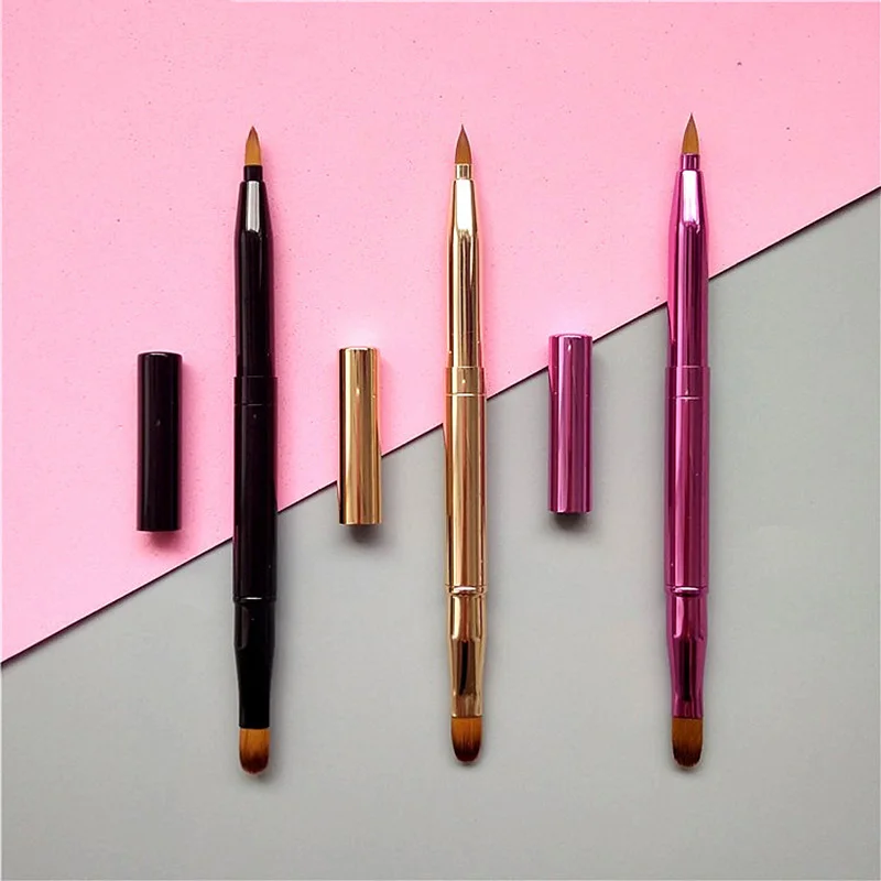 

Double-Head Make-Up Lip Brushes Tools Retractable Lipstick Brush Angled Eyebrow Comb Eyeliner Concealer Brush Makeup Accessories