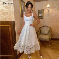 verngo white lace short prom party dress with ribbon straps sweetheart tea legth homecoming dresses vintage formal wear gown