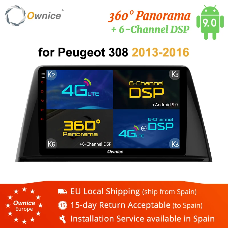 Ownice Octa 8 Core Android 9,0 автомобиля радио gps навигации k3 k5 k6 для peugeot 308 DVD плеер 4 аппарат не привязан к оператору сотовой связи DSP 360 панорама оптического волокна