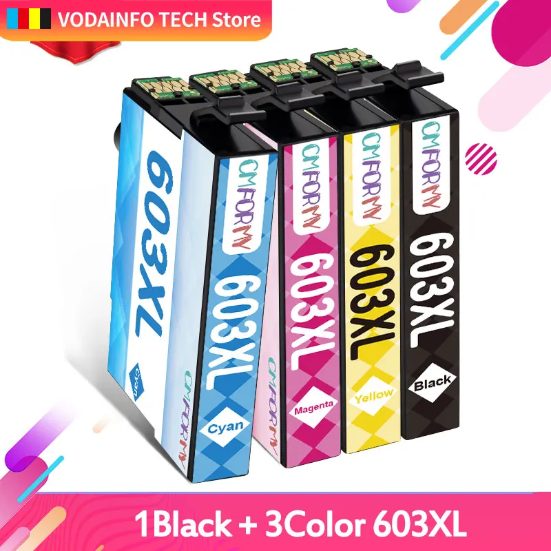 

4pcs 603xl T603 E603 603 XL Replace Epson Ink Cartridge for Epson Printer XP2100 XP2105 XP3100 WF-2830 XP4100 XP4105 WF-2835