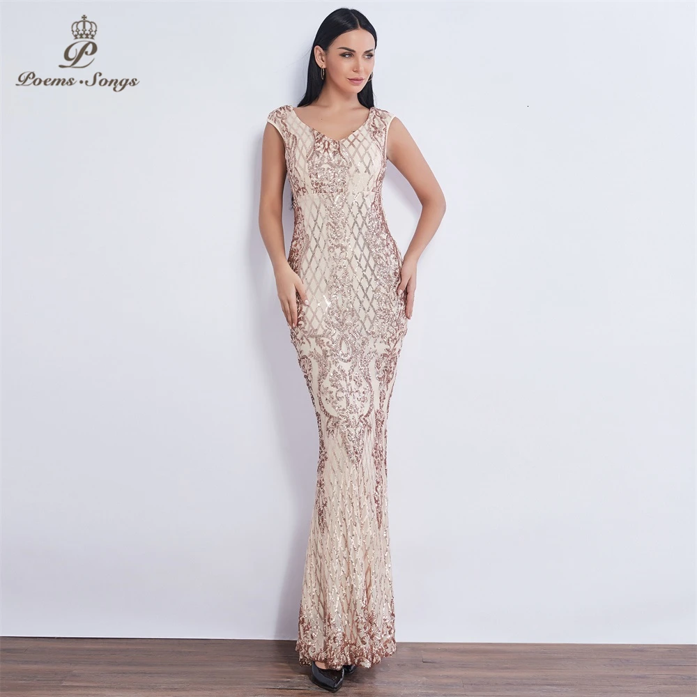 Новые синие/красные/Золотые стилизованные вечерние платья с блестками длинное