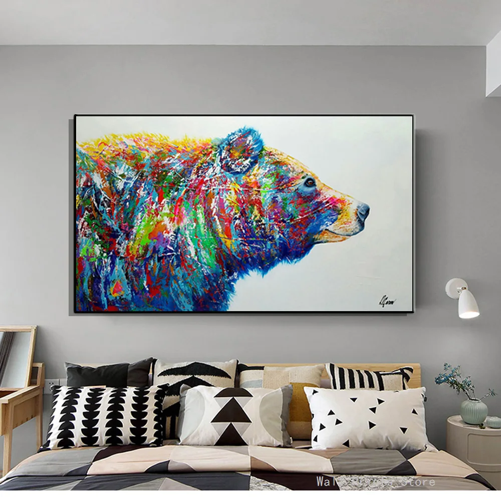 

Colorful Bear Animal Canvas Painting Posters And Prints Wall Art Pictures For Living Room Bedroom Modern Home Decor