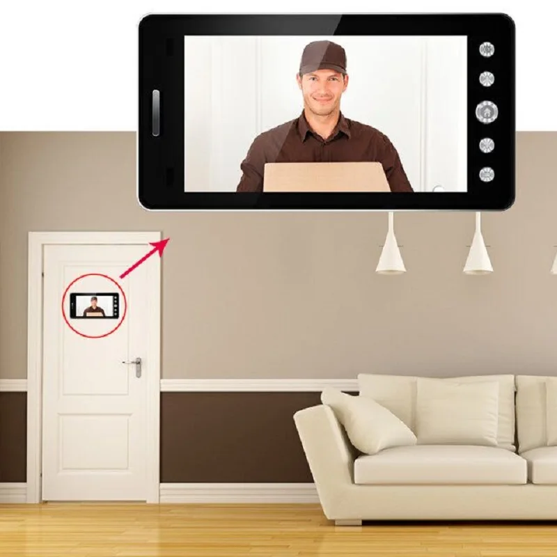 Дверной глазок Saful 4 3 ''с Wi Fi и камерой дверной звонок с обнаружением движения