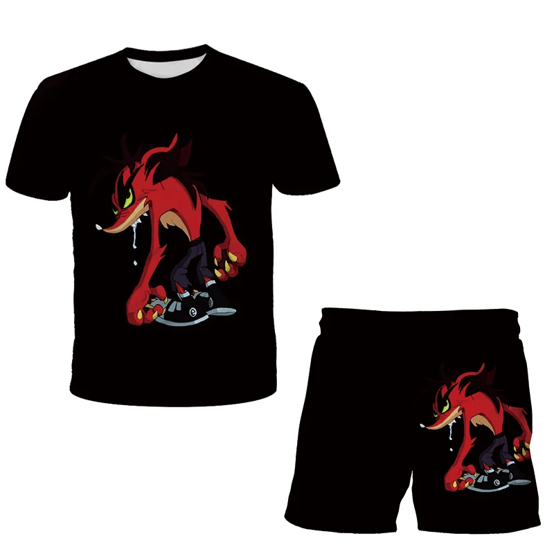 

2021 Boys & Girls Summer T-Shirt + Shorts 3D Printed Crash Bandicoot Animated Kids Harajuku Fashion Casual Short Sleeve Top