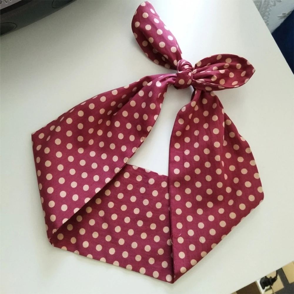 

Korean Style Rabbit Ears Knotted Wire Hair Bands Metal Wire Scarf Women Headband Girls Polka Dot Hair Accessories