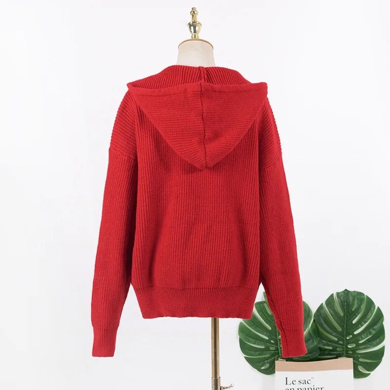 

Kpop IU Seo Yea Ji New Streetwear Women Hooded Knitted Sweater Long Sleeve Solid Pullovers Warm Sweaters Ladies Casual Slim Tops