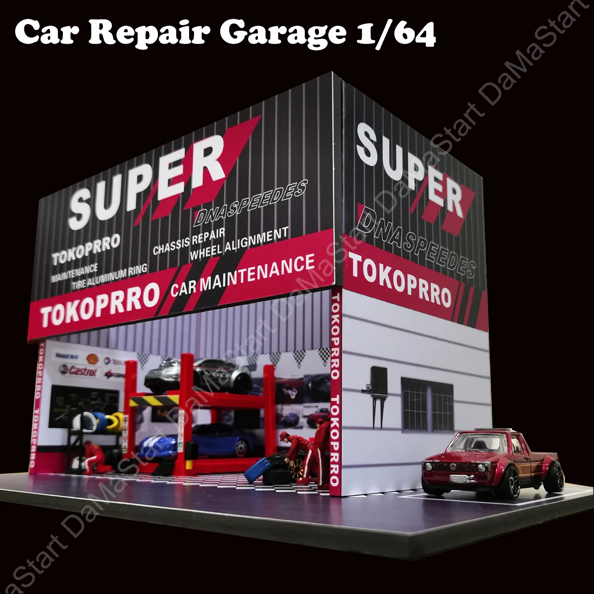 

Diorama 1/64 Model Car Repair Garage Display Background with Parking Slot New Gifts