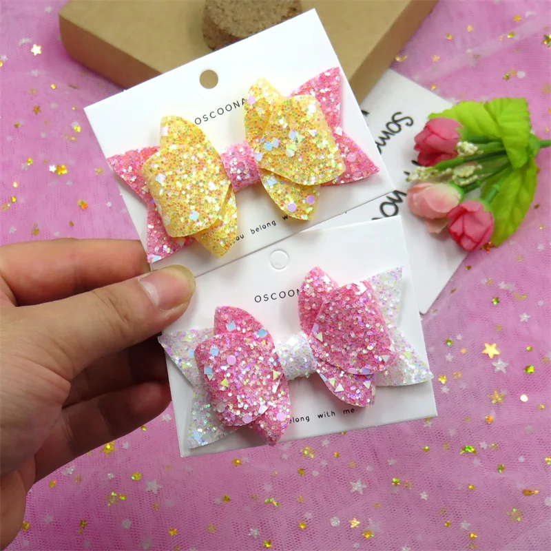 1 шт. милая заколка для девочек с блестками два цвета бант волос Детский галстук