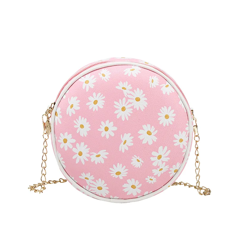 

2020 Korean Version of Summer and Autumn New Products Women's Bags Printed Daisy Small Round Bag Messenger Shoulder Bag Phone