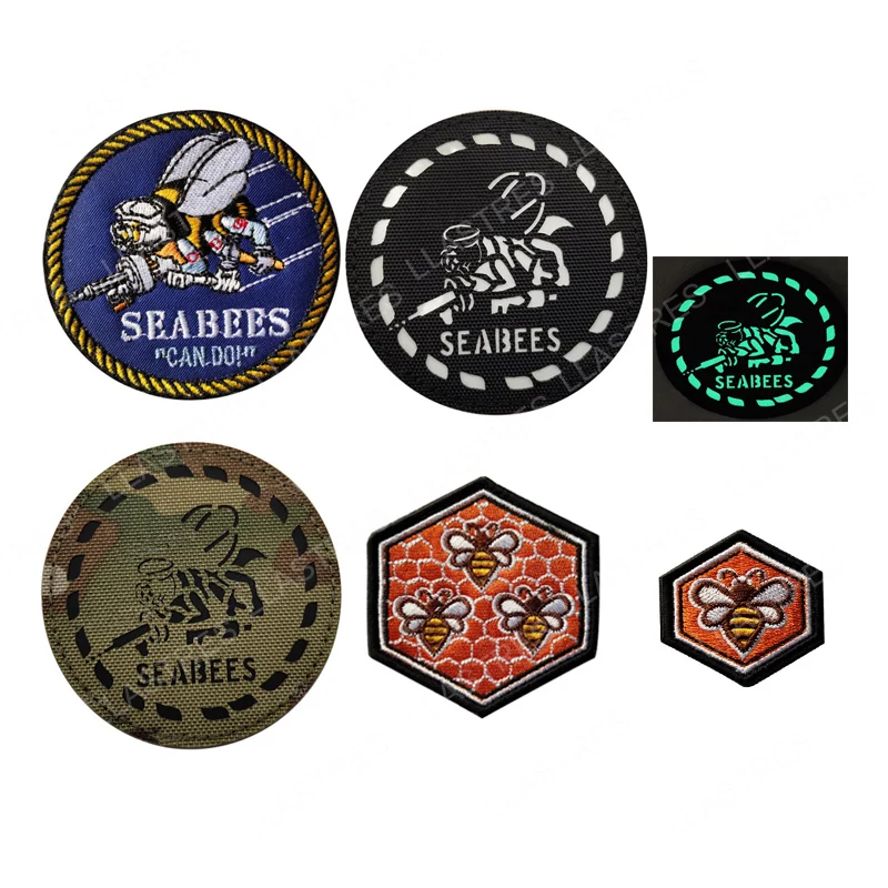 Военно-морской флот США Seabees, инфракрасная нашивка, тактическое военно-морское дно, отражающая эмблема, военная фотопетля