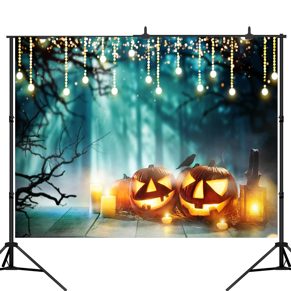 

Lyavshi винил Хэллоуин вечерние фон для фотосъемки с изображением тыквы ночник в форме свеч детей Новорожденные фон фото студия