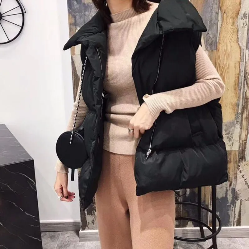 

Winter 2021 Warm Vest Women Sleeveless Jacket Light Warm Waistcoat Down Vest Female Sleeveless Coat Thick Waistcoat Top