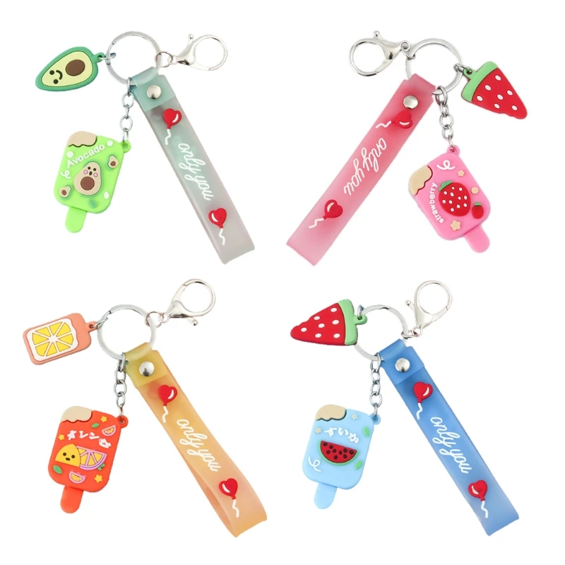 

Новинка 2021, брелок для ключей в автомобиль с мультяшными фруктами, милые брелки из ПВХ в виде фруктов, клубники, оранжевого цвета для рюкзако...