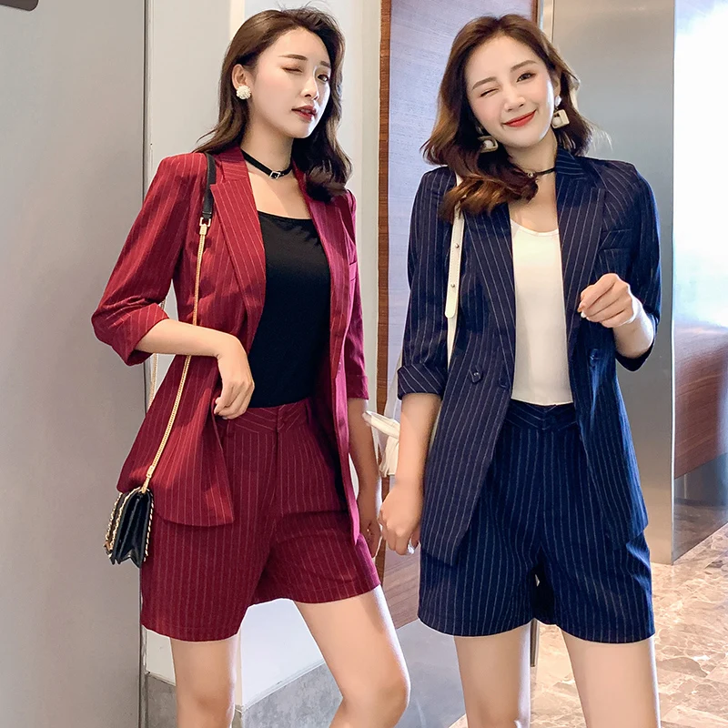Work Shorts Suits OL 2 Piece Set for Women Casual Business Interview Suit Uniform Slim Blazer and Office Lady |