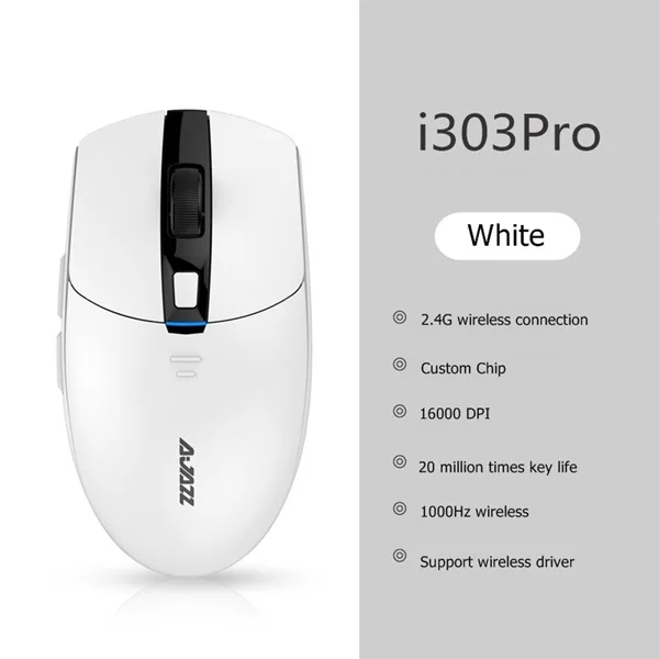 Белый Новая Ajazz i303 Pro легкая беспроводная мышь с подсветкой 2,4 Ghz с заказным чипом, универсальная настольная мышь для ноутбука - Цвет: Белый