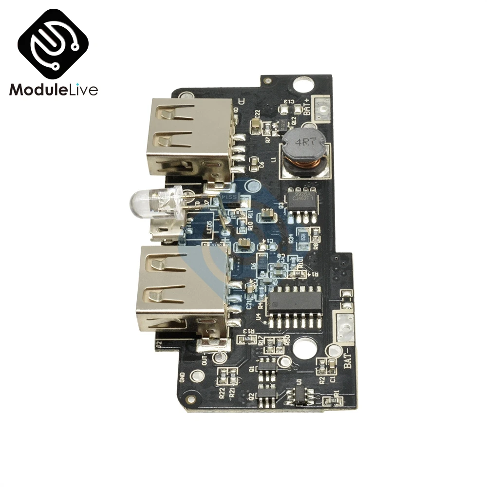 5V 1A 2A power Bank зарядное устройство Модуль повышающий источник питания печатная плата для зарядного устройства печатная плата двойной USB с выходом светодиодный светильник