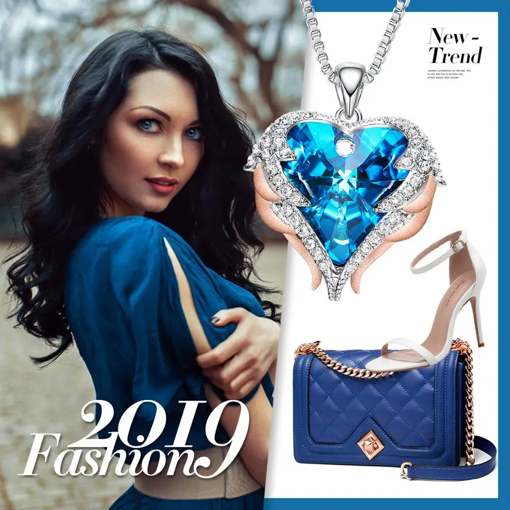 CDE ожерелье с кулоном в виде сердца океана кристаллом серебряного цвета для