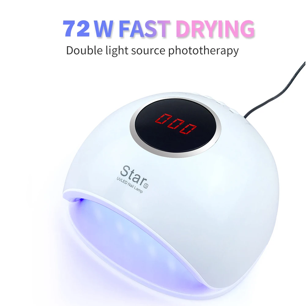 Star5 72 Вт УФ лампа Светодиодная лампа для сушки ногтей фототерапия машина быстрого лечения Ногтей Гель лампа для ногтей с автоматическим распознаванием