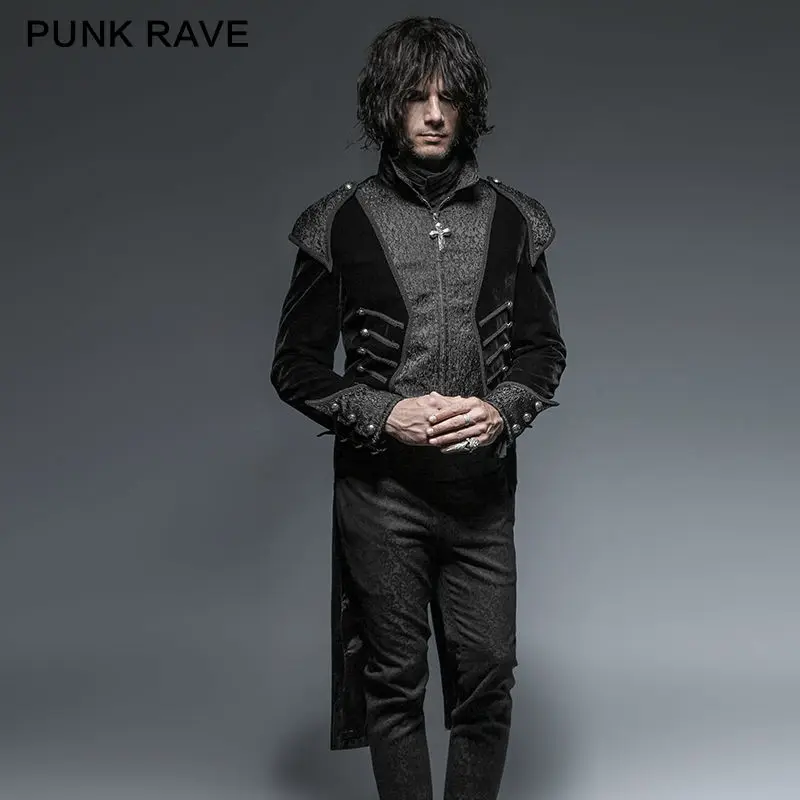 Мужская Асимметричная куртка Kei Steampunk RAVE черная Готическая в стиле ретро вечерние
