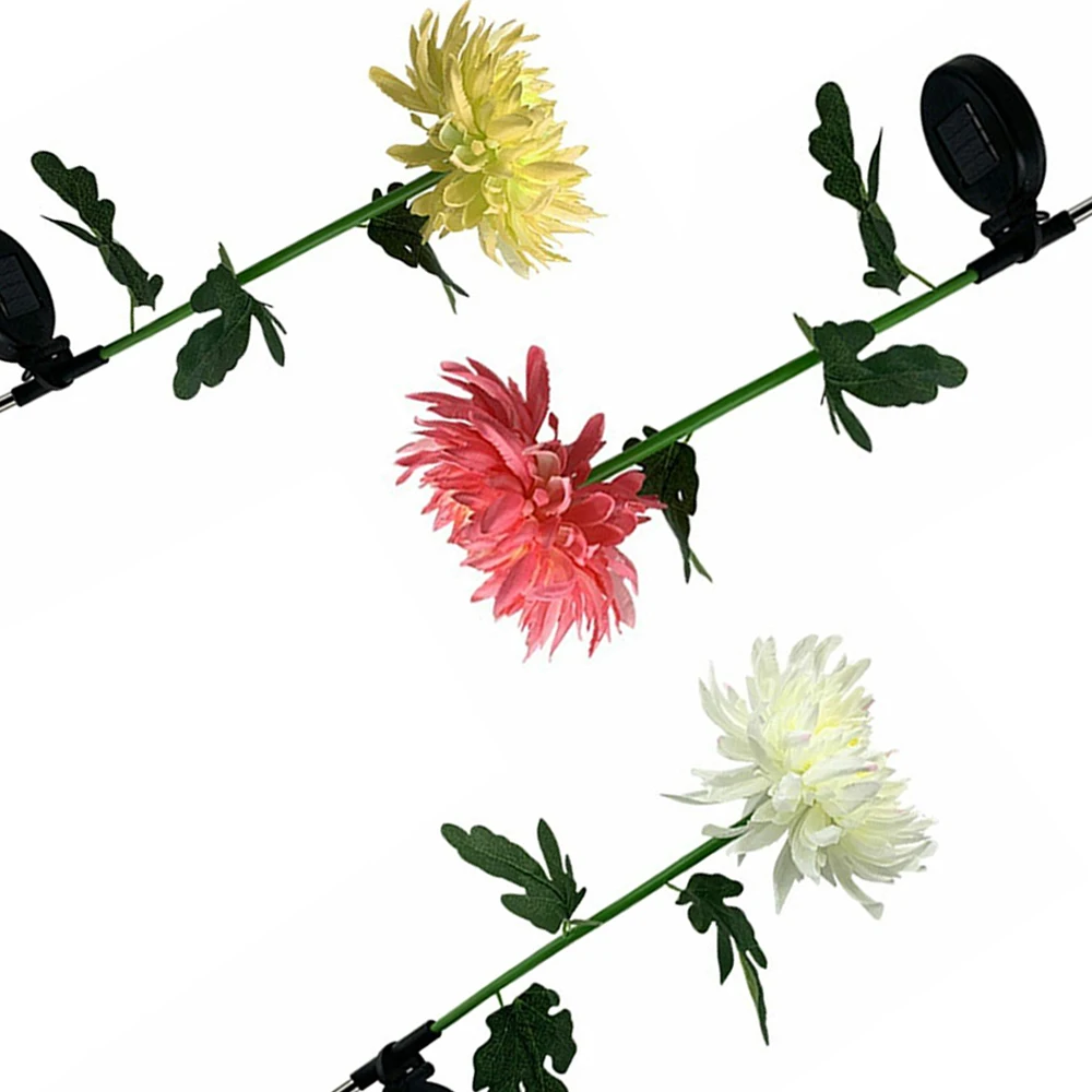 

Artificial Chrysanthemum with Solar LED Light Outdoor Garden Simulation Flower Lawn Light Plug-In Garden Land Lamp Decor