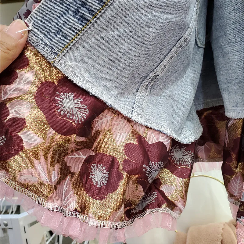 

Blue Denim Jacket Female 2021 Autumn Korean Fashion Loose Oversize Lantern Sleeve Denim Clothing Lace Tassel Hip Hop Women's Top