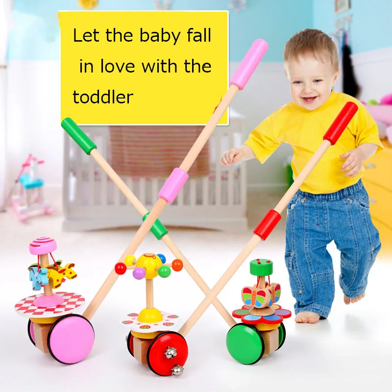 Деревянные животные Детские Игрушечные Машинки с нажимом деревянные обучающие