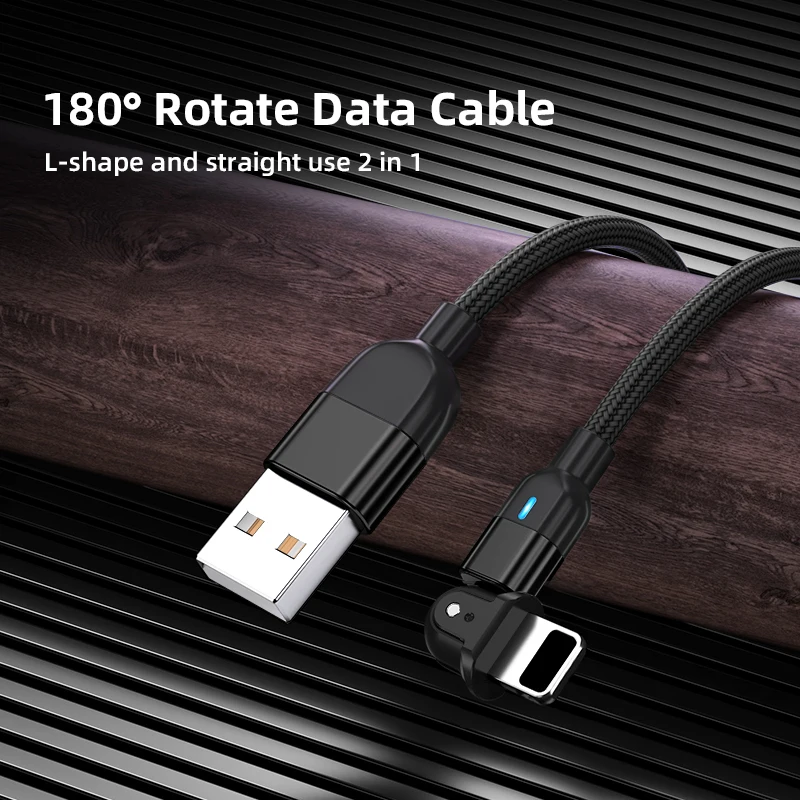 USB-кабель для iPhone 13/12/mini/11 Pro Max/Xs/Xr/X/8/7/6s/6 Plus/5 с поворотом на 180 ° | Мобильные телефоны
