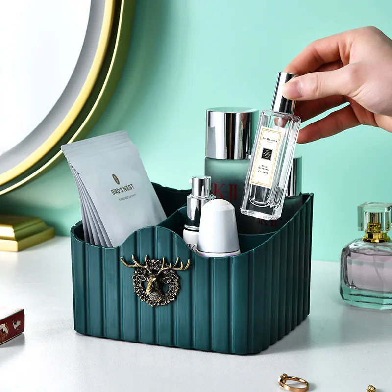 

Creative Desktop Storage Box Luxury Organizer For Cosmetics Storage Makeup Lipstick Holder Sundries Storage Basket jewelry Box