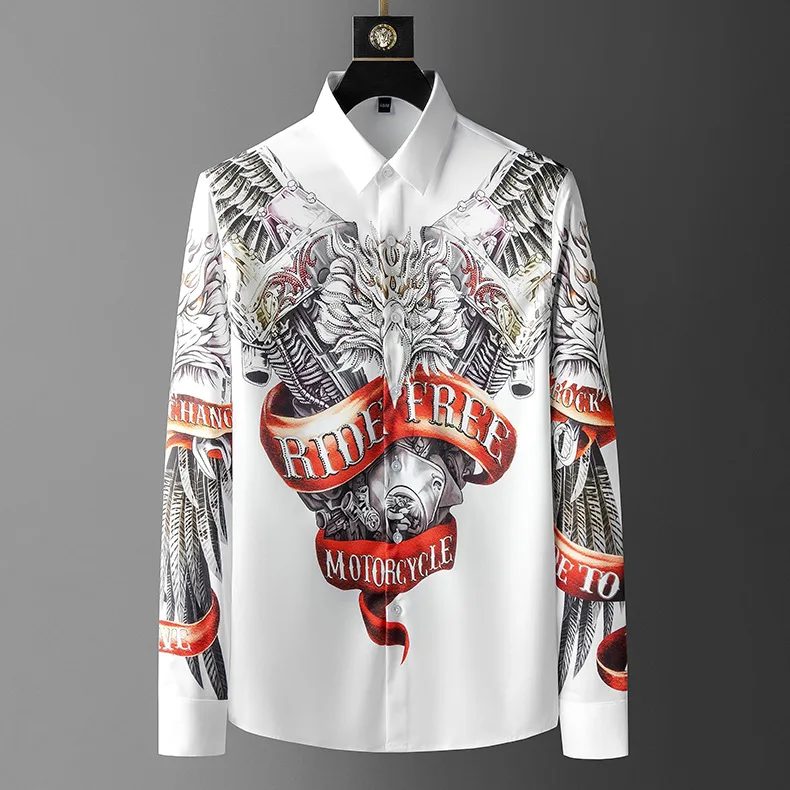 

2021 Модные дышащие дизайнерские рубашки с рисунком мужские рубашки с длинным рукавом бренда высшего качества повседневная одежда рубашка ...
