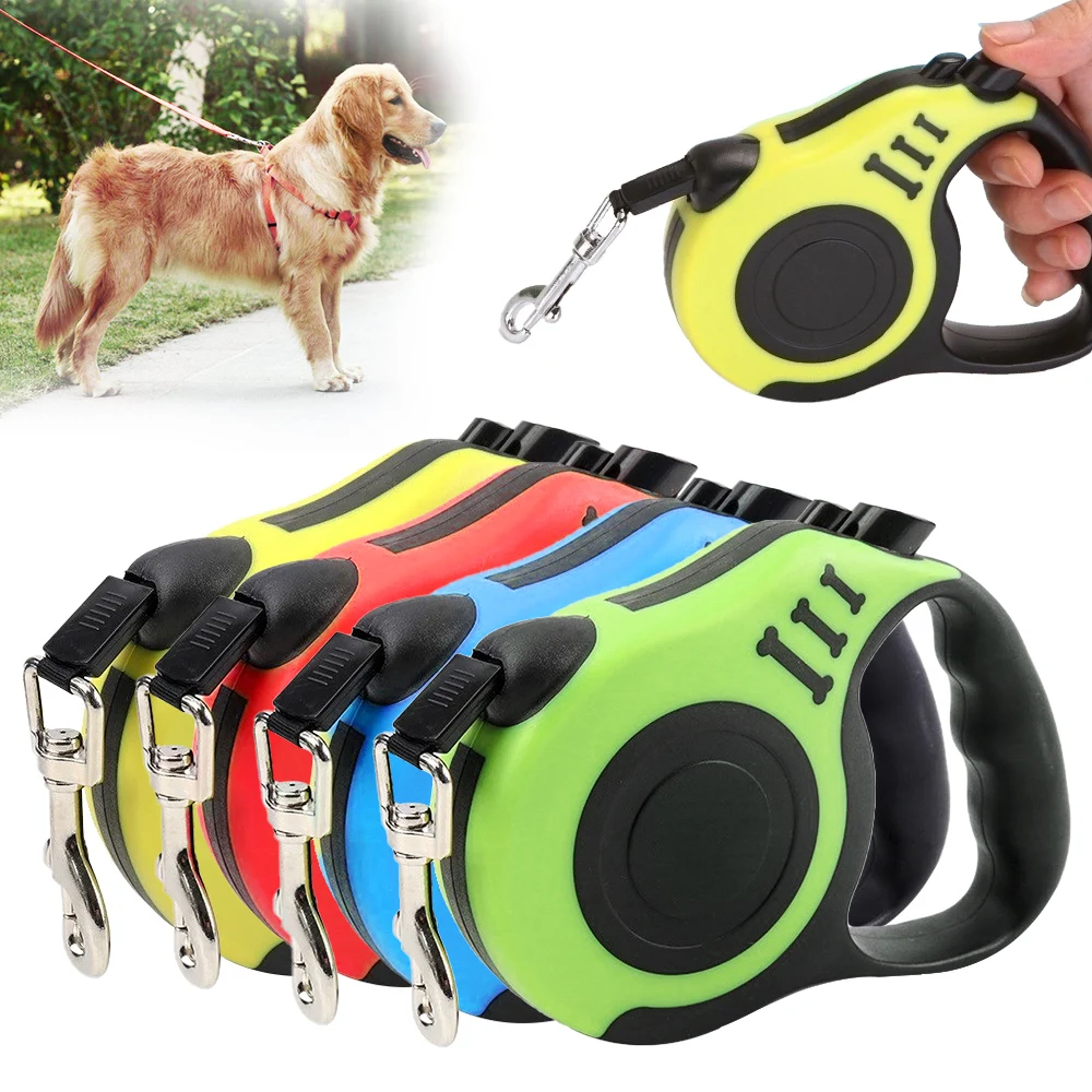 

3/5M Durable Dog Leash Automatic Retractable Nylon Dog Cat Lead Extending Puppy Walking Running Lead Roulette For Dogs