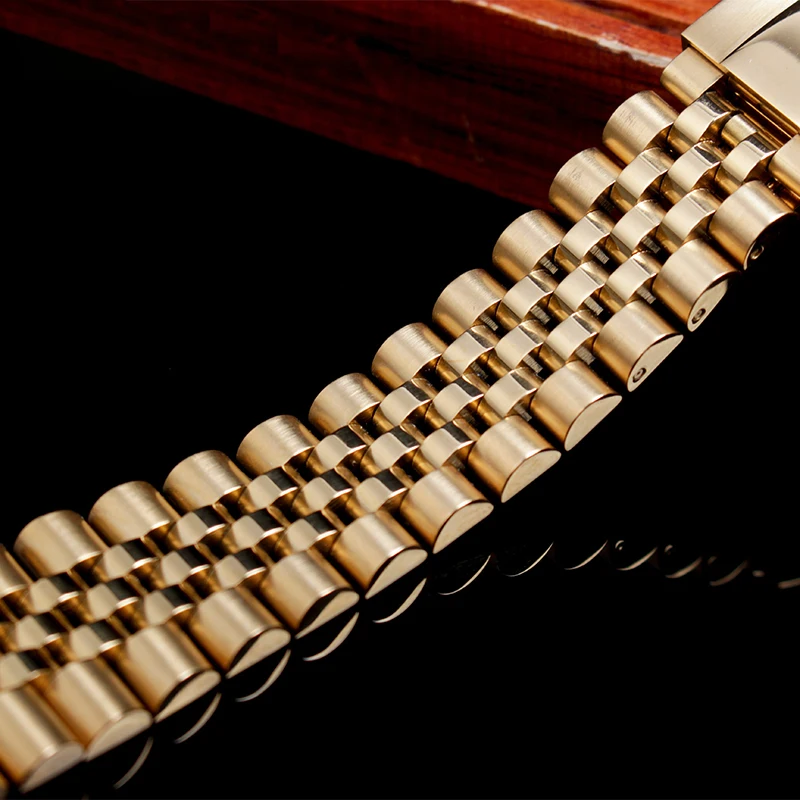 Solid Steel Arc Watchband For Rolex Oyster Type Constant Motion Stainless Steel Strap Men's And Women's Watch Chain 20mm Belt