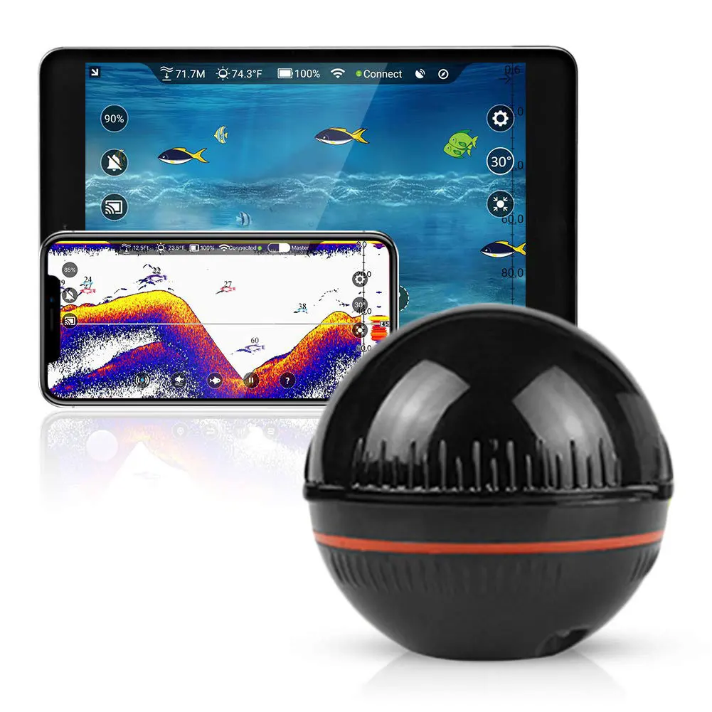 

Portable Wireless Sonar Fishfinder Compatible with iOS & Android Phones for Dock, Shore, Boat, Ice Fishing