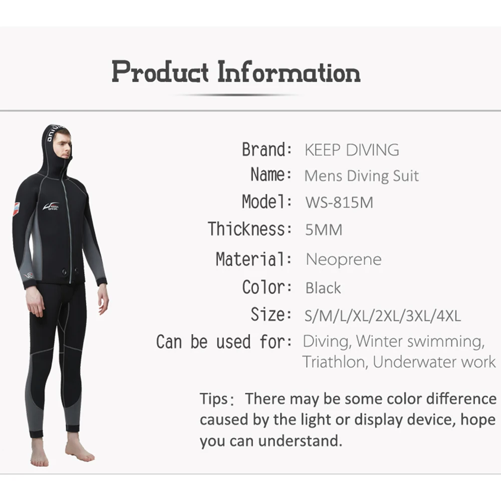 Профессиональный неопреновый гидрокостюм для подводного плавания 5 мм из 2