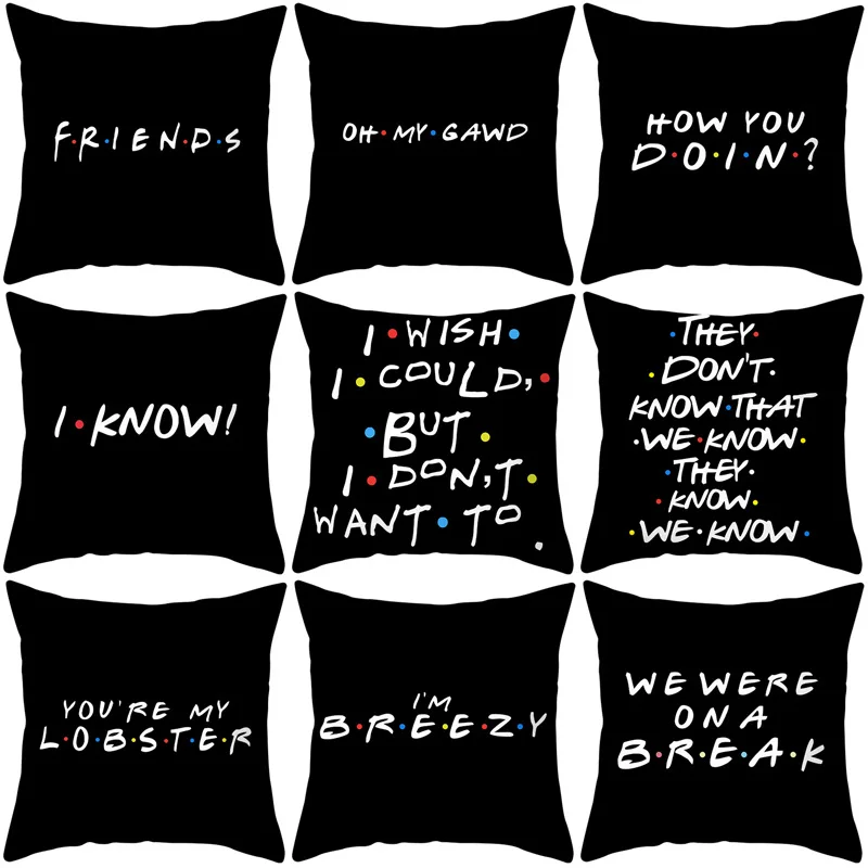 

2022 New Black Letter Series Square Home Sofa Cushion Pillowcase Living Room Decoration Living Room Soft Throw Pillow Covers