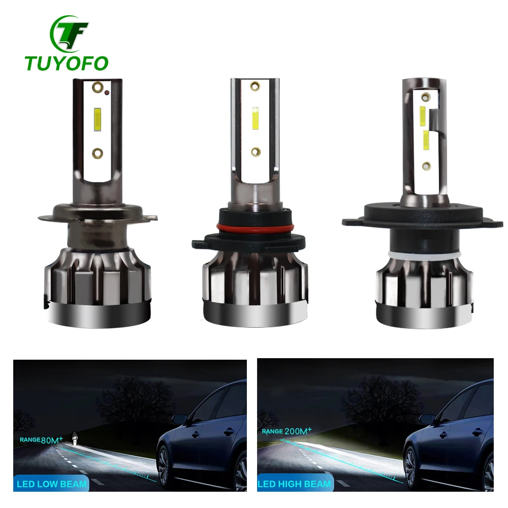 TUYOFO A10 2 шт. H1 H4 светодиодный H7 H11 H3 HB3 9005 HB4 9006 светодиодный фар автомобиля лампы H7 10000LM 6000 К авто фары 100 W/55 W 12V 24V
