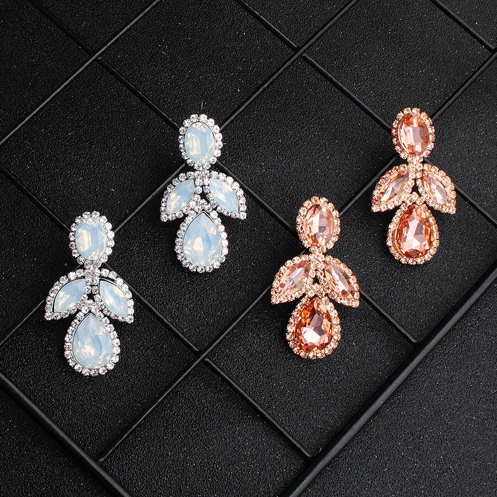 

Bride Opal Wedding Dangle Earrings Luxurious Crystal Earrings