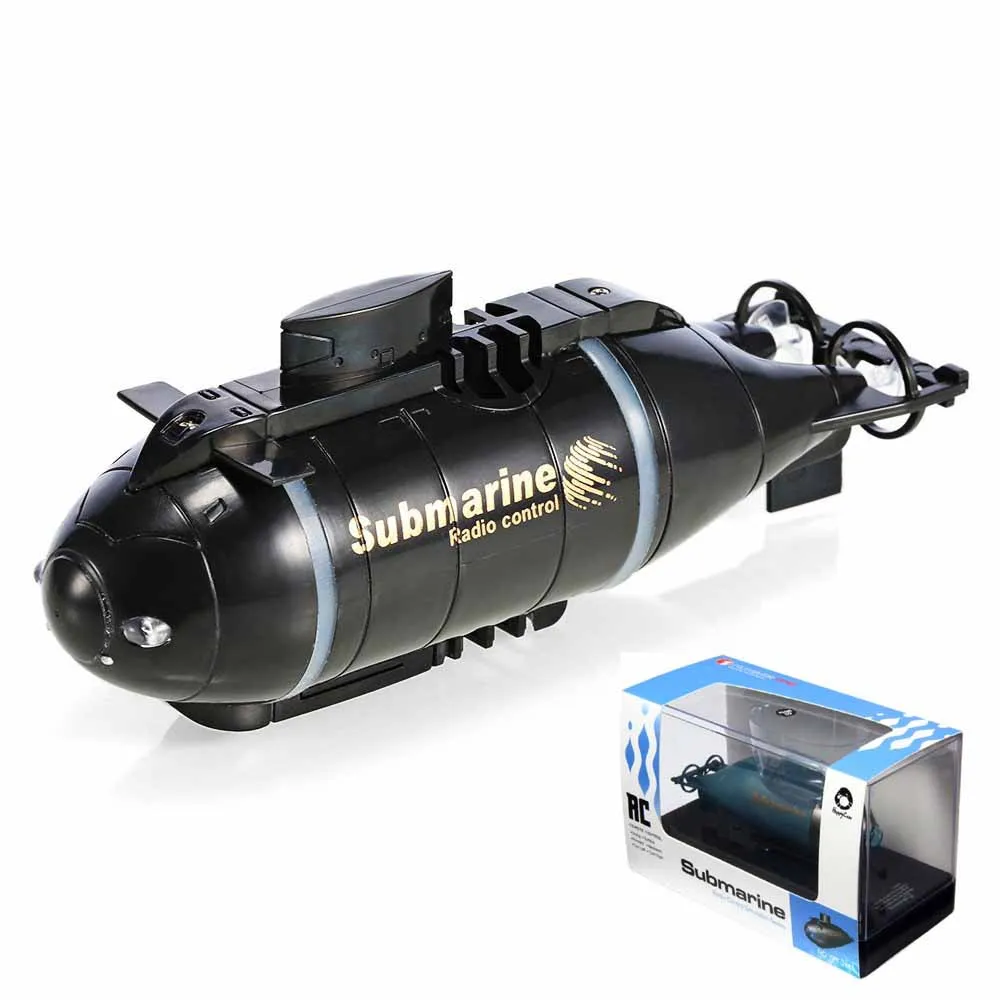 Black with box Беспроводной мини RC Подводная лодка 777-216 микро радио корабль светодиодный вспышка высокоскоростная лодка пульт дистанционного управления имитационная модель подарок ребенок От 5 до 14 лет - Цвет: Black with box