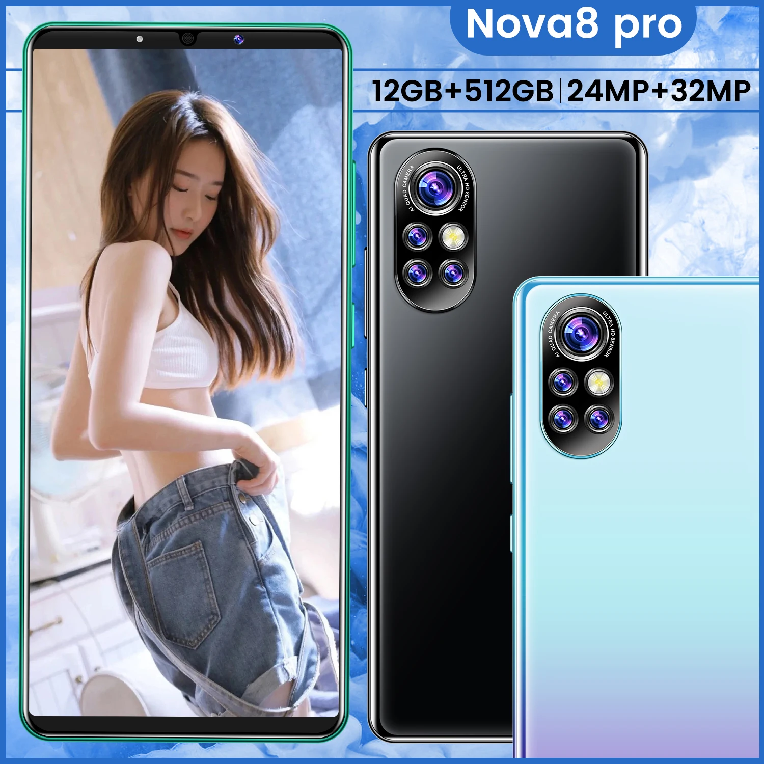 

Nowa 8 Pro Global Version Newest HUAWE 6.1" 5G 12GB 512GB Dual SIM Card 5200mAh Smartphone Camera Mobile Phone Google GPS WiFi